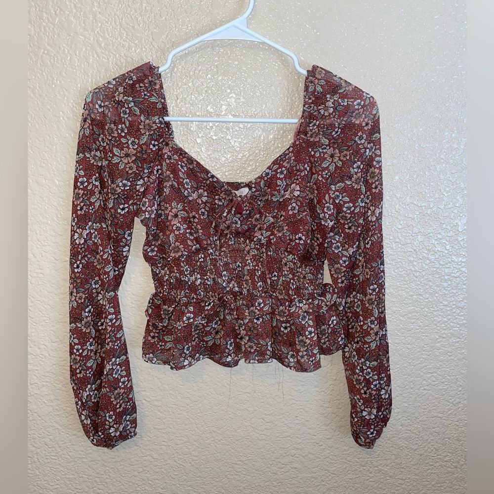 Floral Blouse- New with Tags.  Small New boho top shirt long sleeve